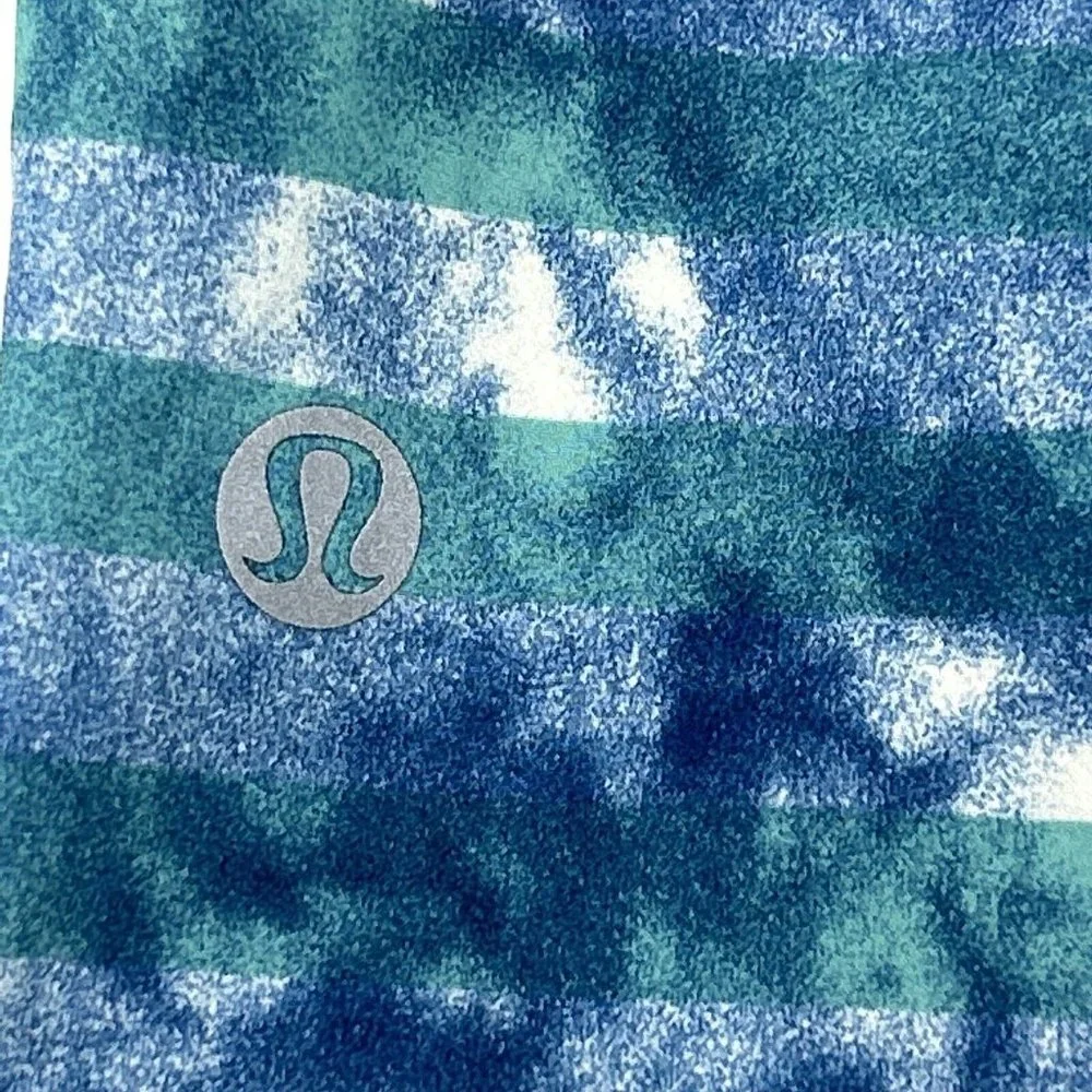 Lululemon El Current 9” Lined Swim Trunks Men's Teal‎ White Stripes 38